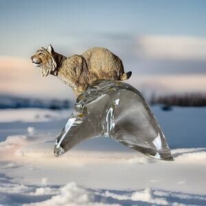 Vintage Franklin Mint Alaskan Frontier Sculpture Of A Lynx